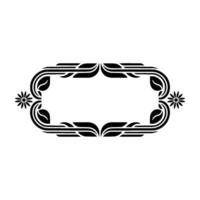 Elegant Floral Frame in Black on White, Minimalist, Decorative vector