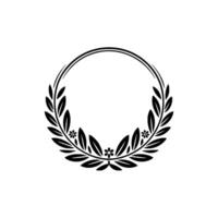 Elegant Black White Floral Wreath Minimalist - Leaves vector