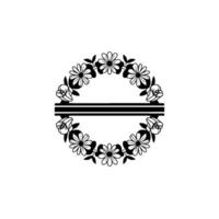 Floral Monogram Circle - Black White Wreath vector