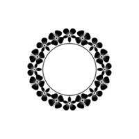 Minimalist Black Floral Wreath Circle Frame on White Background vector