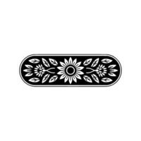 Elegant Floral Ornament in Black and White - Element vector