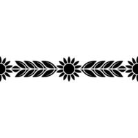 Minimalist Floral Border, Black White, Repeating Pattern vector