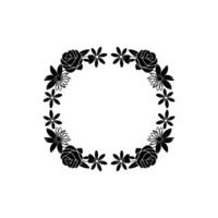 Elegant Black Floral Wreath, Simple, Minimalist, Wedding, Invitation vector