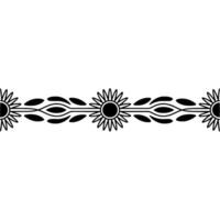 Decorative Floral Border Black and White Sunflower Pattern vector