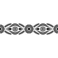 Elegant Black White Floral Border, Pattern vector
