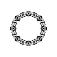 Minimalist Floral Wreath, Black and White Decorative Element vector