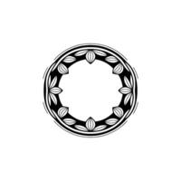 Elegant Floral Circle Frame, Monochrome vector
