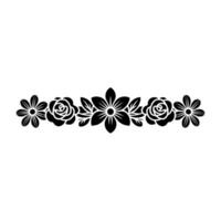 Floral Silhouette Border, Minimalist Black and White Element vector