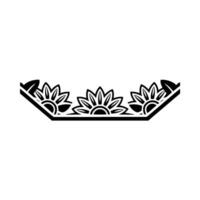 Floral Black Ornament Minimalist Sunflowers on White Background vector