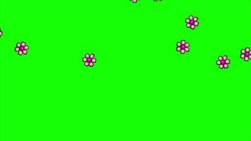 Flower pixel animation on green screen, Retro 8 bit game style, chroma key motion animated graphic background video