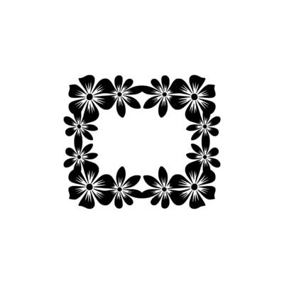 Black and White Floral Frame on Cream Background