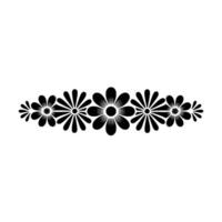 Black Flower Border Element on White Background - Simple vector