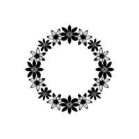 Elegant Floral Wreath Black and White Minimalist vector