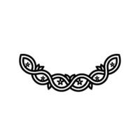 Elegant Floral Wreath Ornament in Black White vector