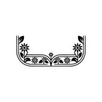 Elegant Floral Frame Element in Black and White vector