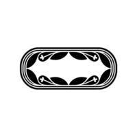 Elegant Black and White Floral Frame on Light Gray Background - Oval vector