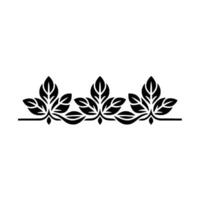 Elegant Black Leaf Border on White Background, Leaf motif vector
