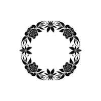 Elegant Floral Wreath, Black and White for Decoration vector