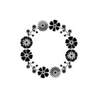 Minimalist Black Floral Wreath on White Elegant Circle vector
