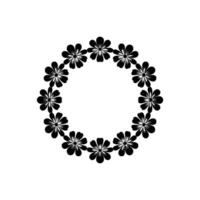 Minimalist Black Flower Wreath on White Floral vector