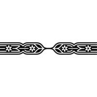 Geometric Floral Border Ornament in Black and White - Pattern vector
