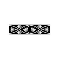 Floral Border, Black and White, Minimalist Pattern vector