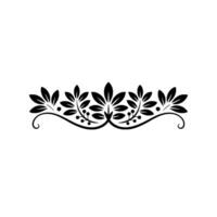 Elegant Black Leaf Border on White Background, Flourish vector
