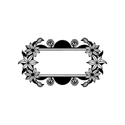 Floral Frame in Black and White for Invitations and Branding
