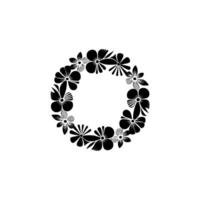 Black Floral Wreath on White Minimalist Flower vector