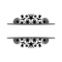 Floral Banner Template, Minimalist Black White, Isolated on White vector