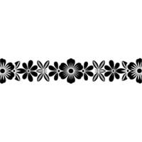 Elegant Floral Border Black Flower Pattern on White Background vector