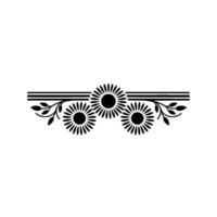 Minimalist Floral Ornament in Black and White on White Background - Border vector