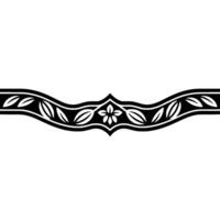 Elegant Black and White Floral Border Element, Seamless Pattern vector