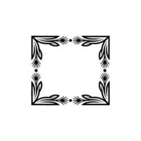 Elegant Black Floral Frame on Neutral Background, Border vector