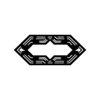 Geometric Hexagon in Black Silver on White Background vector