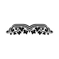 Decorative Floral Border, Black Leaves and Vines, Minimalist vector