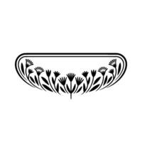 Elegant Floral Frame, Black White, Decorative Border Element vector