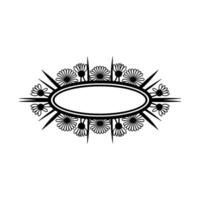 Floral Frame Emblem, Black and White Minimalist, Blank Space vector