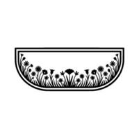 Black Floral Border Element on White Background - Silhouette vector