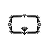 Minimalist Floral Frame in Black and White with Gold Accents vector