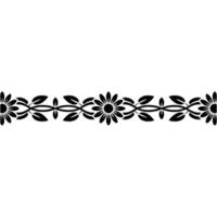 Elegant Floral Border in Black on White Background, Seamless vector