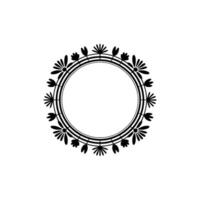 Minimalist Black Floral Circle Frame on Creamy Background vector