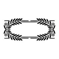 Black Floral Frame with Leaves, Clean Minimalist vector