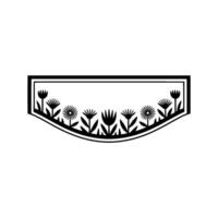 Minimalist Floral Frame in Black and White - Decorative Element vector