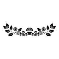 Elegant Black Floral Border on White Background - Monochrome - Leaves vector
