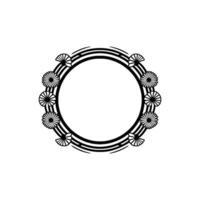 Geometric Floral Frame Minimalist Black White, Circle vector