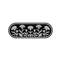 Stylized Floral Border Element in Black and White, Minimalist vector