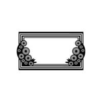 Floral Frame in Black and White Minimalist vector