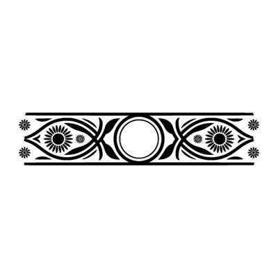 Decorative Border Black Floral Pattern on White