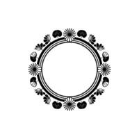 Elegant Floral Frame Black and White Circular vector